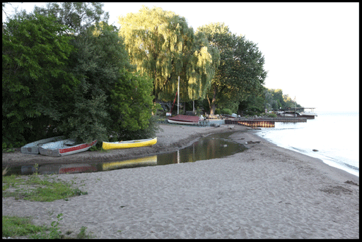 Photograph of boats on beach in Normandale, on the Gold Coast in southern Ontario
