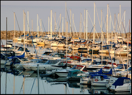Boats at the Port Dover Marina on the Gold Coast in southern Ontario