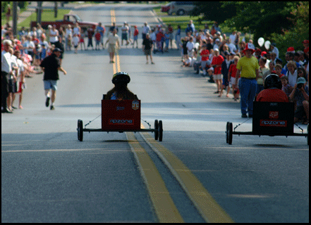 Soap box derby in Port Dover Ontario on Canada Day, real estate investment property for sale from the MLS on the Gold Coast in southern Ontario