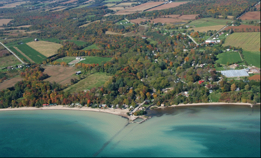 Arial photograph of Port Ryerse, on the Gold Coast of Ontario, on Lake Erie