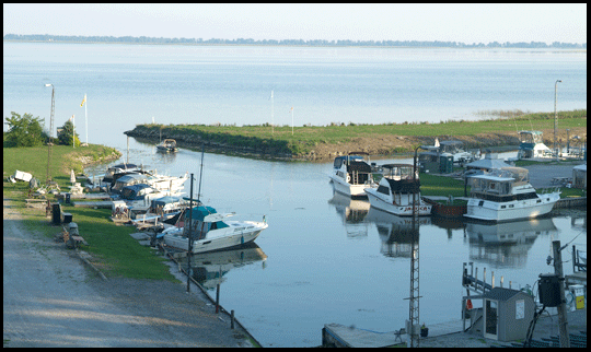 photograph of channel to marina in Port Rowan, on the Gold Coast of Ontario, on Lake Erie