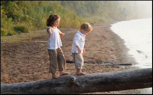 Photograph of boy and girl on beach in Turkey Point on the Gold Coast in Southern Ontario