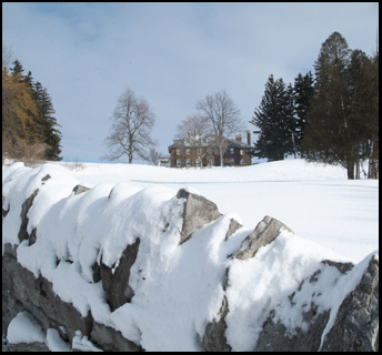 Photograph of snow on stone fence  in Port Dover,  Investment property for sale  on the Gold Coast in southern Ontario