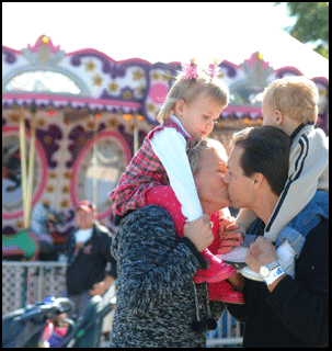 family enjoying Simcoe County fair and horse show, on the Gold Coast south coast of Ontario